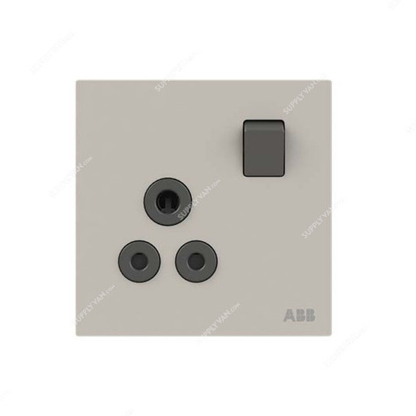 ABB Double Pole Round Pin Switched Socket, AM22186-DU, Millenium, 1 Gang, 5A, Dune Sand