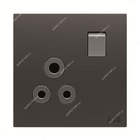 ABB Double Pole Round Pin Switched Socket, AM22186-SB, Millenium, 1 Gang, 5A, Silk Black