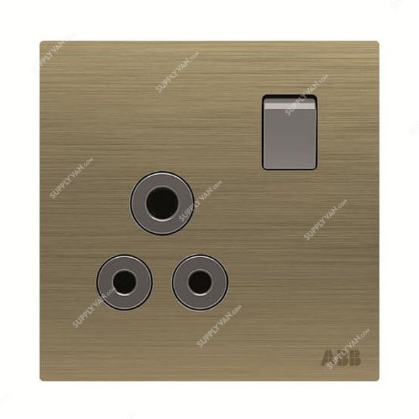 ABB Double Pole Round Pin Switched Socket, AM22186-AG, Millenium, 1 Gang, 5A, Antique Gold