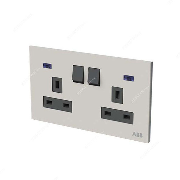 ABB Double Pole Switched Socket With LED, AM240147-DU, Millenium, 2 Gang, 13A, Dune Sand