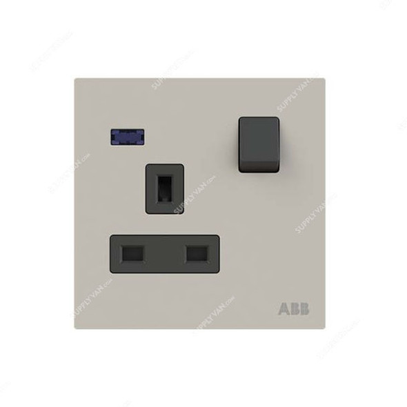ABB Double Pole Switched Socket With LED, AM23886-DU, Millenium, 1 Gang, 13A, Dune Sand