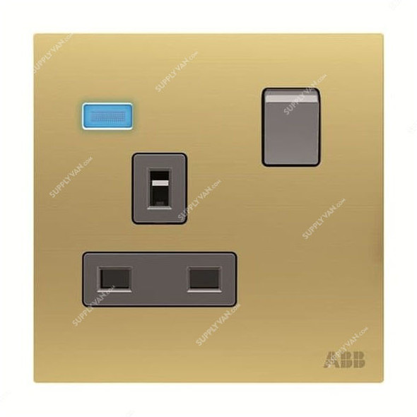 ABB Double Pole Switched Socket With LED, AM23886-MG, Millenium, 1 Gang, 13A, Matt Gold