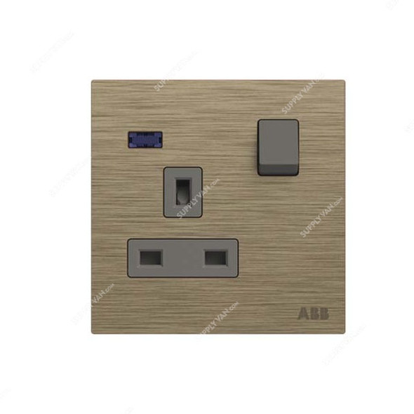 ABB Single Pole Switched Socket With LED, AM23486-AG, Millenium, 1 Gang, 13A, Antique Gold