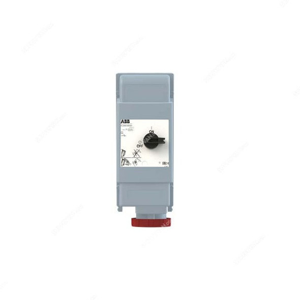 Abb Heavy Duty vertical Switched Interlocked Socket Outlet, 4125MVS6WH, 346-415V, IP67, 125A, 3P+N+E, Red