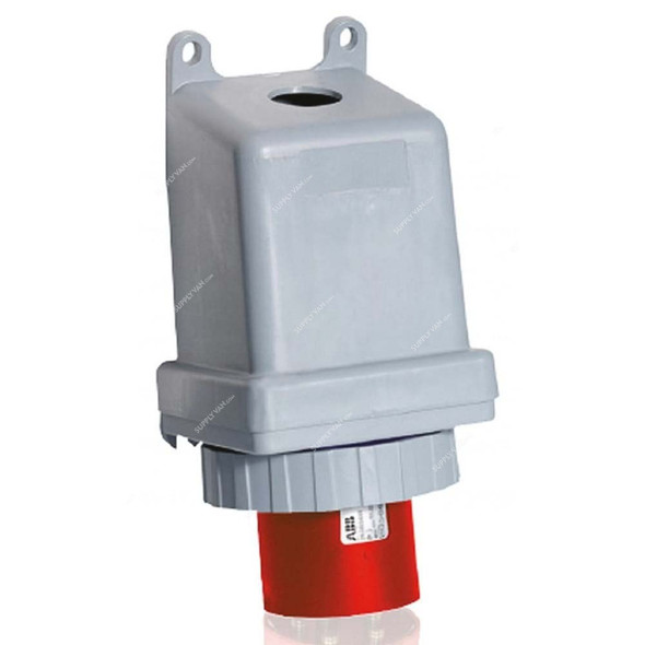 Abb Wall Mounted Socket Inlet, 4125BS6w, 346-415V, IP67, 125A, 3P+N+E, Red
