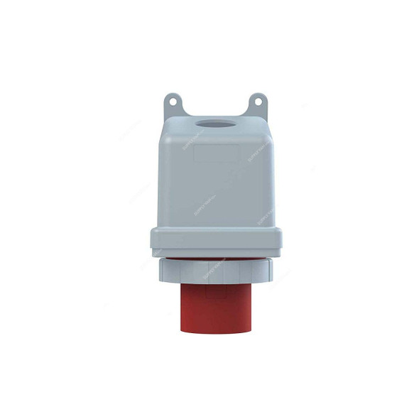 Abb Wall Mounted Socket Inlet, 3125BS6W, 380-415V, IP67, 125A, 3P+E, Red