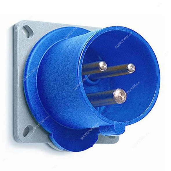 Abb Straight Flange Panel Mounted Socket Inlet, 2125BU6W, 200-250V, IP67, 125A, 2P+E, Blue