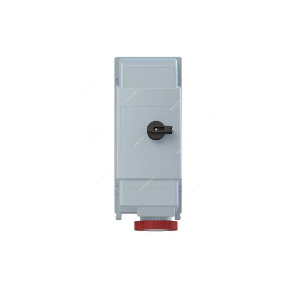 Abb Heavy Duty Vertical Switched Interlocked Socket, 463MVS6WH, 346-415V, IP67, 63A, 3P+N+E, Red