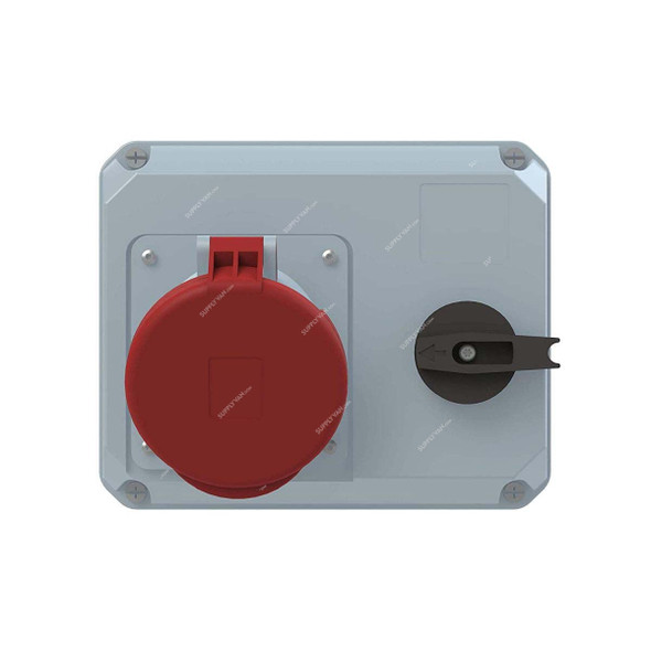 Abb Horizontal Switched Interlocked Socket Outlet, 463MHS6, 346-415V, IP44, 63A, 3P+N+E, Red