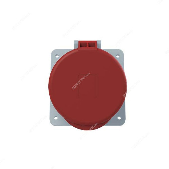 Abb Angle Flange Panel Mounted Socket Outlet, 463RAU6, 346-415V, IP44, 63A, 3P+N+E, Red