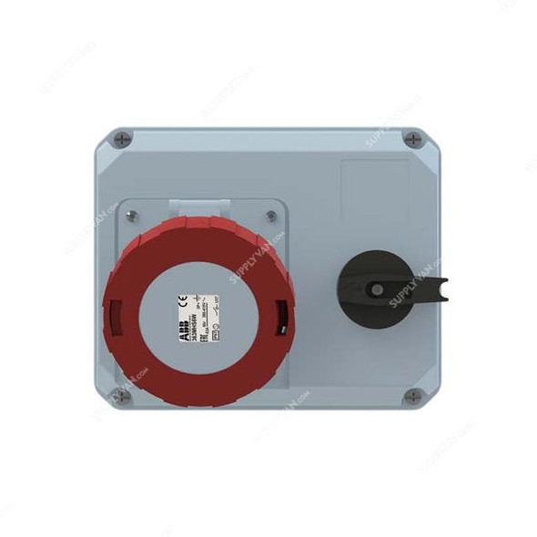 Abb Horizontal Switched Interlocked Socket Outlet, 363MHS6W, 380-415V, IP67, 63A, 3P+E, Red