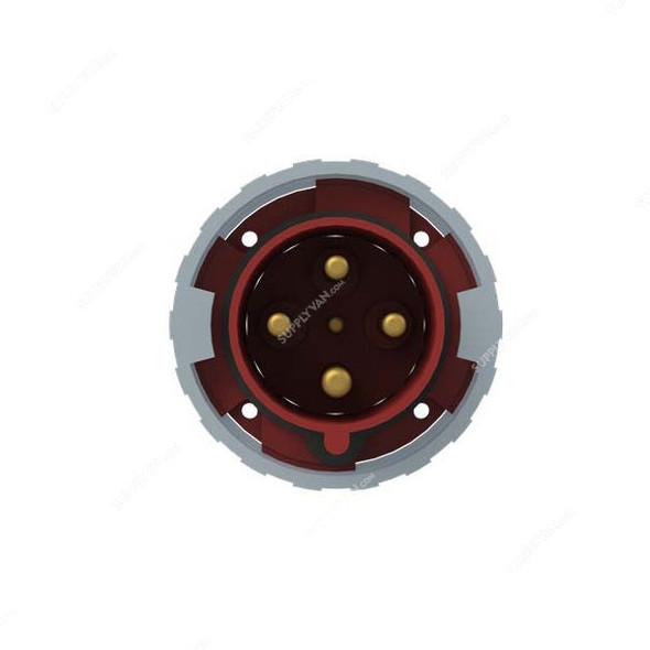 Abb Straight Flange Panel Mounted Socket Inlet, 363BU6W, 380-415V, IP67, 63A, 3P+E, Red