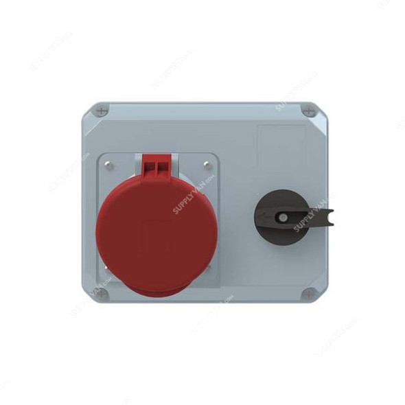 Abb Horizontal Switched Interlocked Socket Outlet, 363MHS6, 380-415V, IP44, 63A, 3P+E, Red