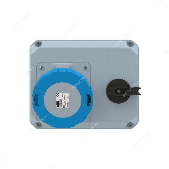 Abb Horizontal Switched Interlocked Socket Outlet, 263MHS6W, 200-250V, IP67, 63A, 2P+E, Blue