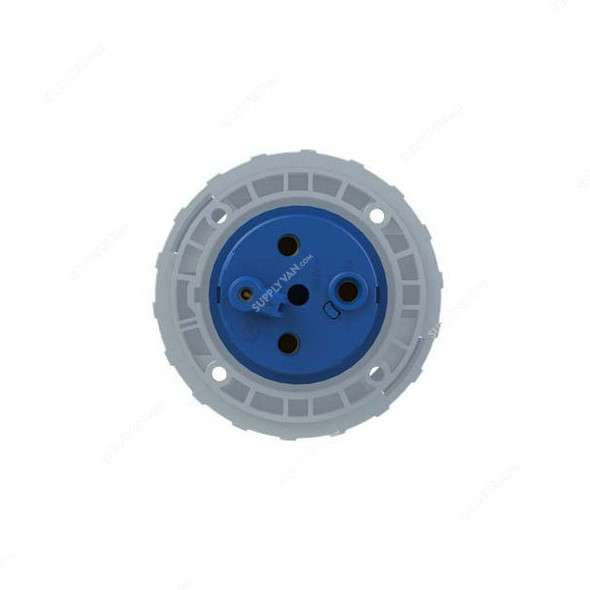 Abb Straight Flange Panel Mounted Socket Inlet, 263BU6W, 200-250V, IP67, 63A, 2P+E, Blue