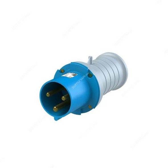 Abb Pin and Sleeve Plug, 263-P6, 200-250V, IP44, 63A, 2P+E, Blue