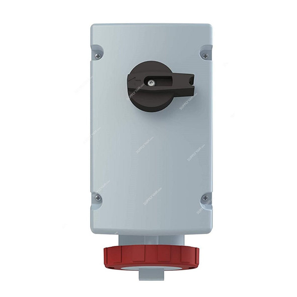 Abb Vertical Switched Interlocked Socket, 332MVS6W, 380-415V, IP67, 32A, Red/Grey