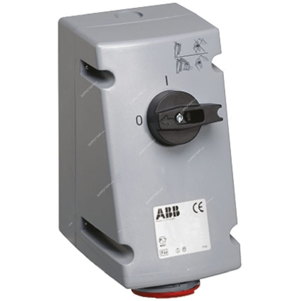 Abb Heavy Duty Vertical Switched Interlocked Socket, 416MVS6WH, 346-415V, IP67, 16A, Red/Grey