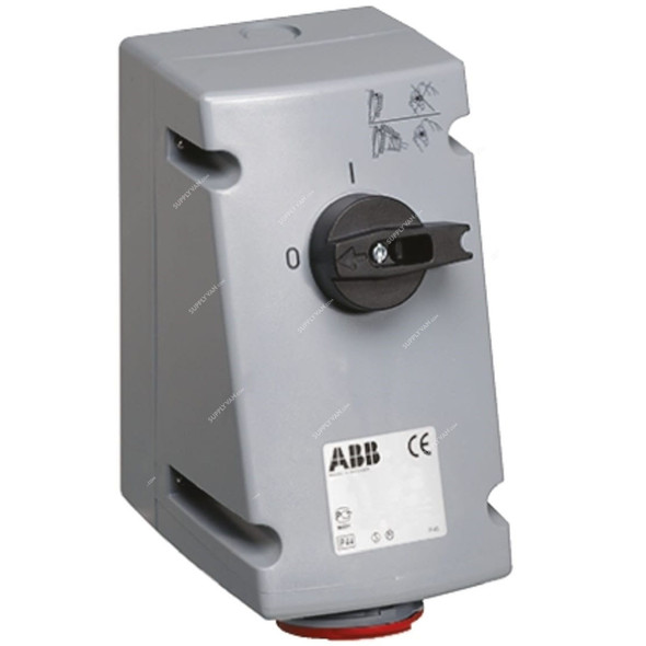 Abb Heavy Duty Vertical Switched Interlocked Socket, 316MVS6WH, 380-415V, IP67, 16A, Red/Grey