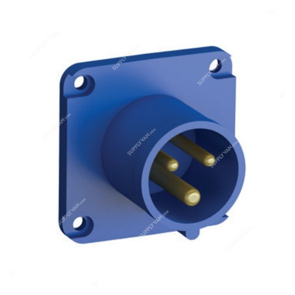 Abb Straight Flange Panel Mounting Inlet, 216BBM6, 200-250V, IP44, 16A, Blue