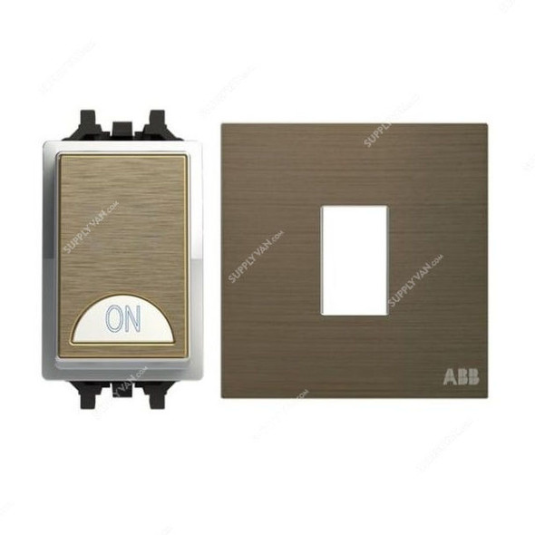 ABB Electrical Switch With LED and Rocker Switch Frame, AMD10920-AG+AMD5120-AG, Millenium, 1 Gang, 1 Way, 20A, Antique Gold