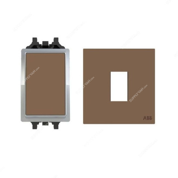 ABB Electrical Switch With Rocker Switch Frame, AMD11520-MO+AMD5120-MO, Millenium, 1 Gang, 2 Way, 20A, Mocha Brown