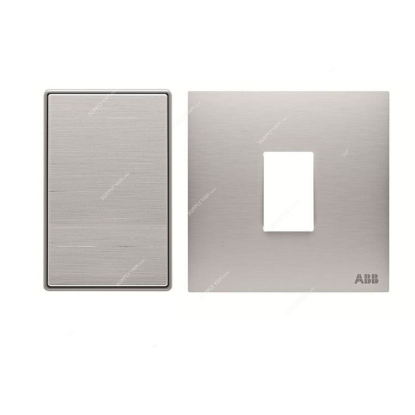 ABB Electrical Switch With Rocker Switch Frame, AMD11520-ST+AMD5120-ST, Millenium, 1 Gang, 2 Way, 20A, Stainless Steel