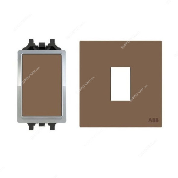 ABB Electrical Switch With Rocker Switch Frame, AMD11020-MO+AMD5120-MO, Millenium, 1 Gang, 1 Way, 20A, Mocha Brown