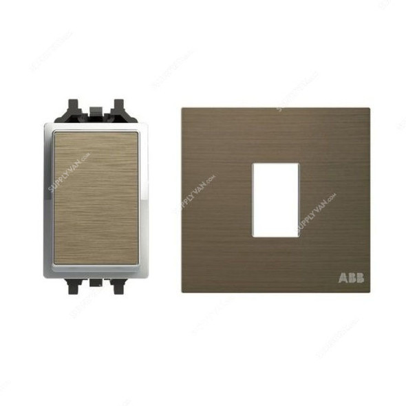 ABB Electrical Switch With Rocker Switch Frame, AMD10520-AG+AMD5120-AG, Millenium, 1 Gang, 2 Way, 10A, Antique Gold