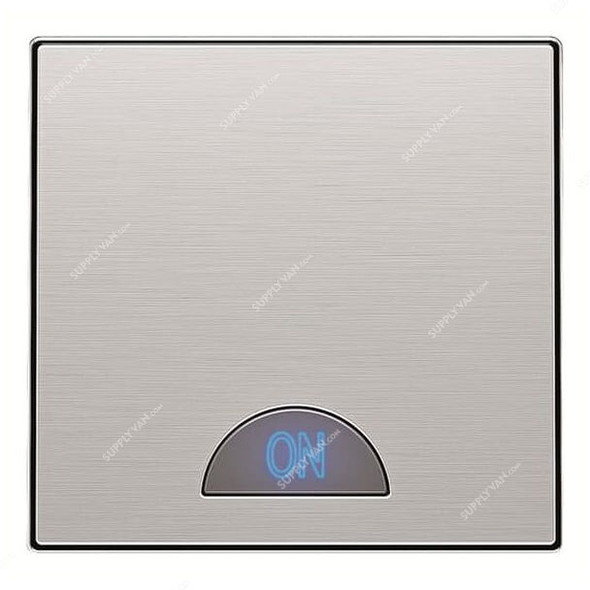 ABB Electrical Switch With LED and Double Rocker Frame, AMD11140-ST+AMD5144-ST, Millenium, 1 Gang, 2 Way, 20A, Stainless Steel