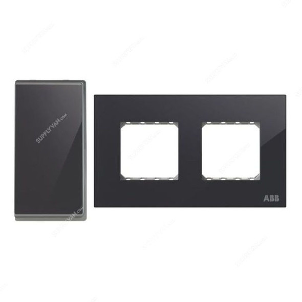 ABB Electrical Switch With Double Rocker Frame, AMD11622-BG+AMD5244-BG, Millenium, 4 Gang, 2 Way, 20A, Black Glass