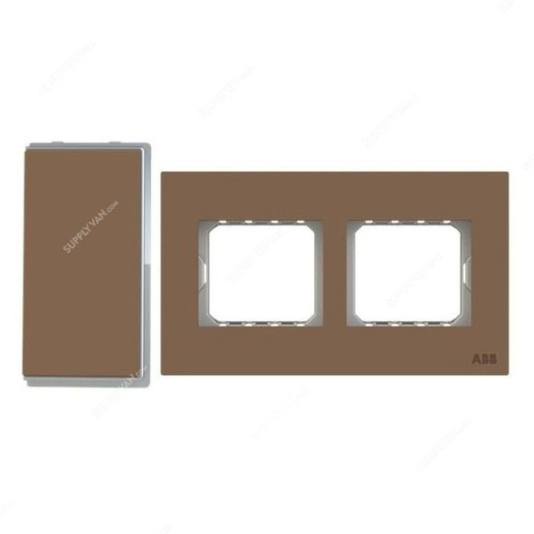 ABB Electrical Switch With Double Rocker Frame, AMD11622-MO+AMD5244-MO, Millenium, 4 Gang, 2 Way, 20A, Mocha Brown