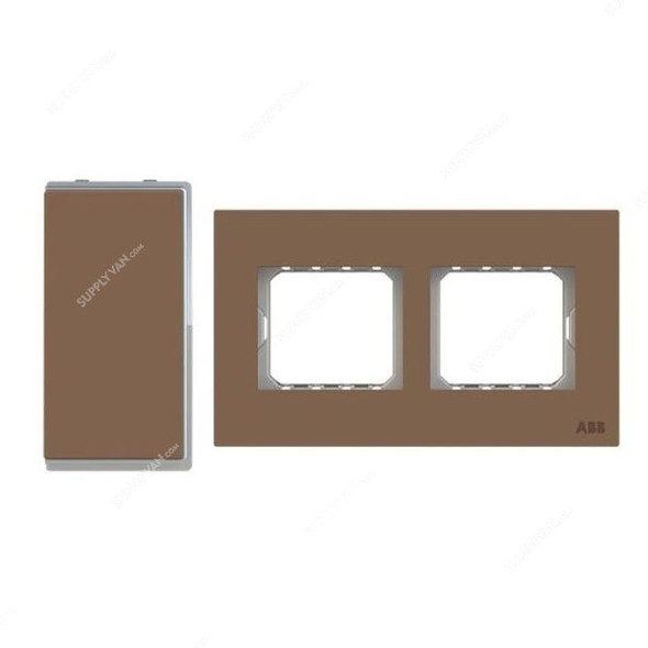 ABB Electrical Switch With Double Rocker Frame, AMD10622-MO+AMD5244-MO, Millenium, 4 Gang, 2 Way, 10A, Mocha Brown
