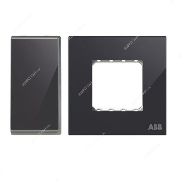 ABB Electrical Switch With Double Rocker Frame, AMD11622-BG+AMD5144-BG, Millenium, 2 Gang, 2 Way, 20A, Black Glass