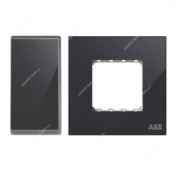 ABB Electrical Switch With Double Rocker Frame, AMD11422-BG+AMD5144-BG, Millenium, 2 Gang, 1 Way, 20A, Black Glass