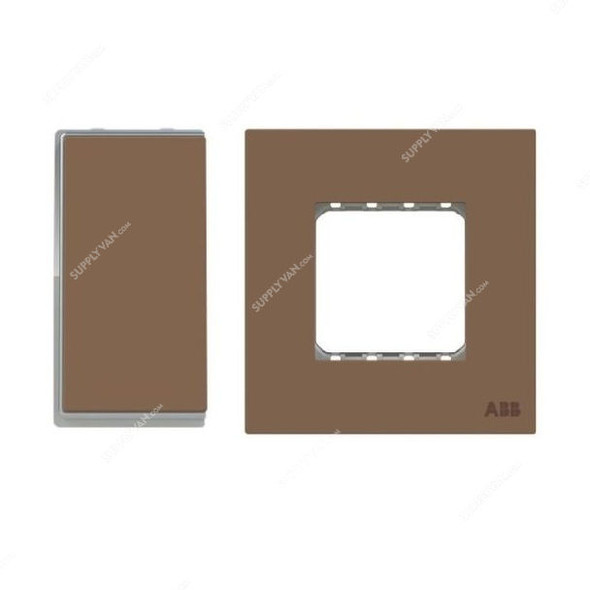 ABB Electrical Switch With Double Rocker Frame, AMD10222-MO+AMD5144-MO, Millenium, 2 Gang, 1 Way, 10A, Mocha Brown