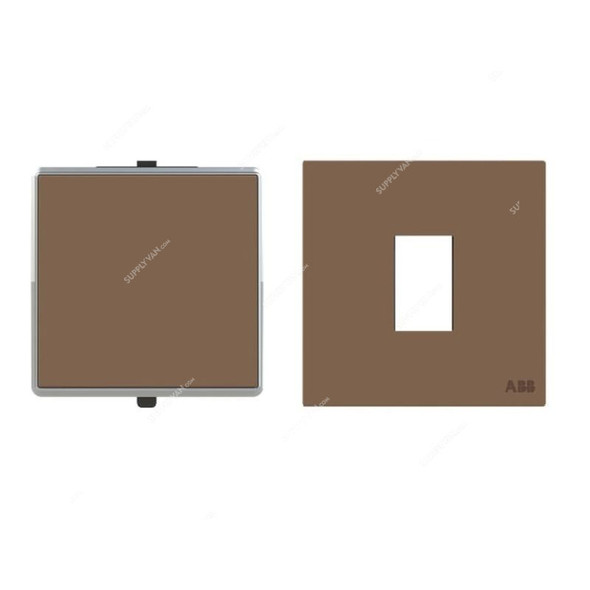 ABB Electrical Switch With Rocker Frame, AMD10544-MO+AMD5044-MO, Millenium, 1 Gang, 2 Way, 10A, Mocha Brown