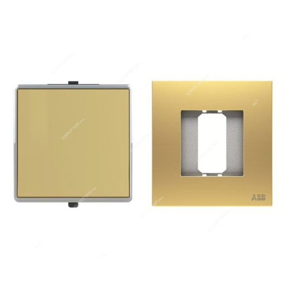 ABB Electrical Switch With Rocker Frame, AMD10544-MG+AMD5044-MG, Millenium, 1 Gang, 2 Way, 10A, Matt Gold