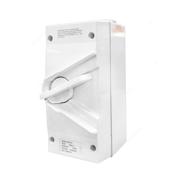 Abb Weatherproof Switch Isolator, WSD420CL, IP66, 4 Pole, 20A