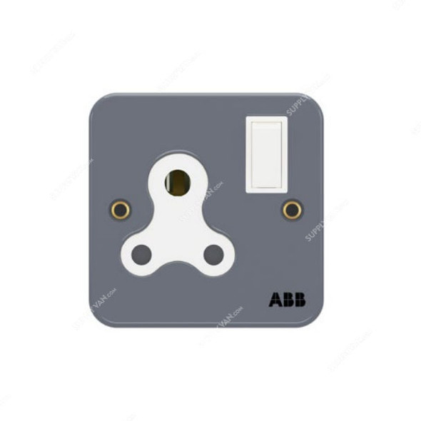 Abb Single Pole Electrical Switch Socket, BM209, Metal Clad Series, Urea/Metal, 1 Gang, 15A