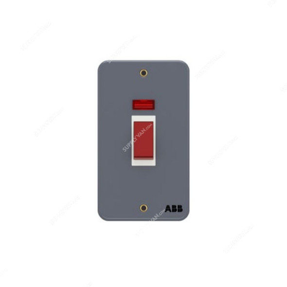 Abb Dual Pole Electrical Switch With LED, BM177, Metal Clad Series, Urea, 1 Gang, 45A