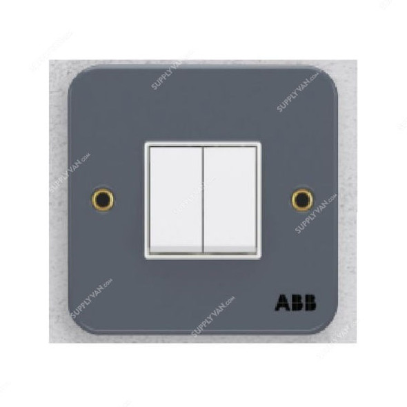 Abb Electrical Switch, BM102, Metal Clad Series, Urea/Metal, 2 Gang, 1 Way, 10A