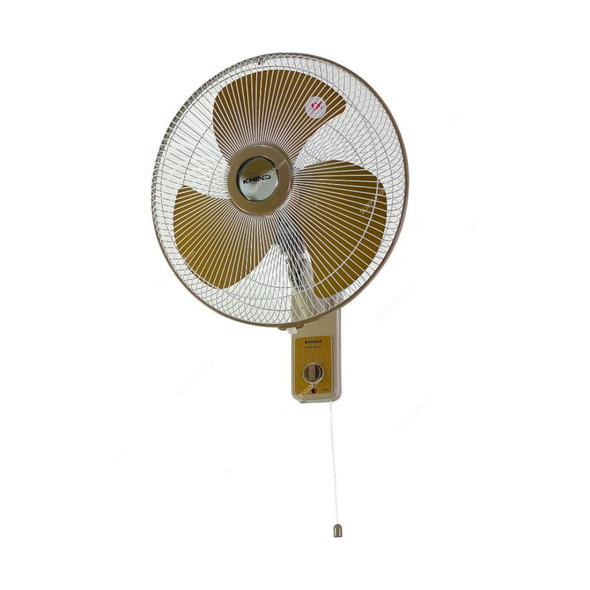 Khind Single Pull Cord Wall Fan, WF1601M, 35-50W, 16 Inch Blade Dia, 3 Speeds, Gold