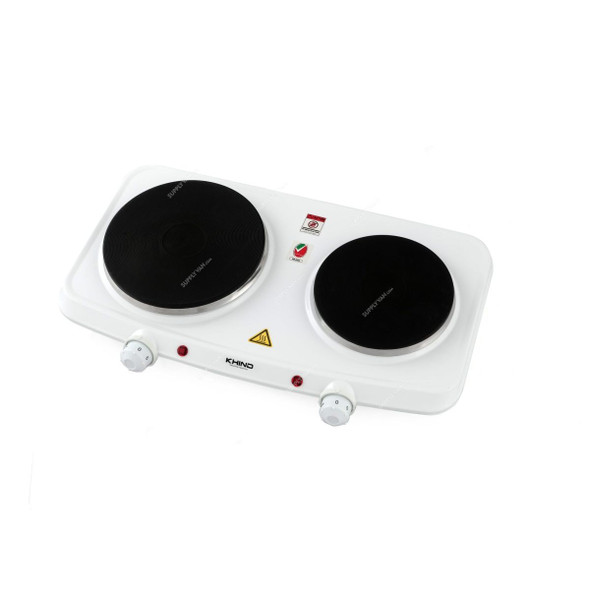 Khind Double Electric Hot Plate, HP2502BW, Cast Iron, 1500W+1000W, White