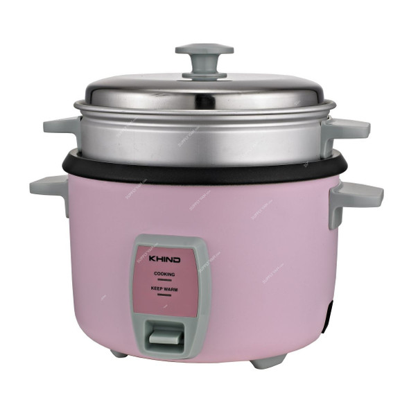Khind Rice Cooker, RC918T, Teflon Coated Aluminium, 480W, 1.8 Ltrs, Light Pink