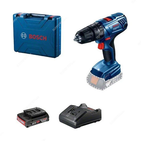 Bosch Professional Cordless Impact Drill With 2.0Ah Battery, GSB-180-LI-Set, 18V, 54 Nm, 35MM Drill Dia