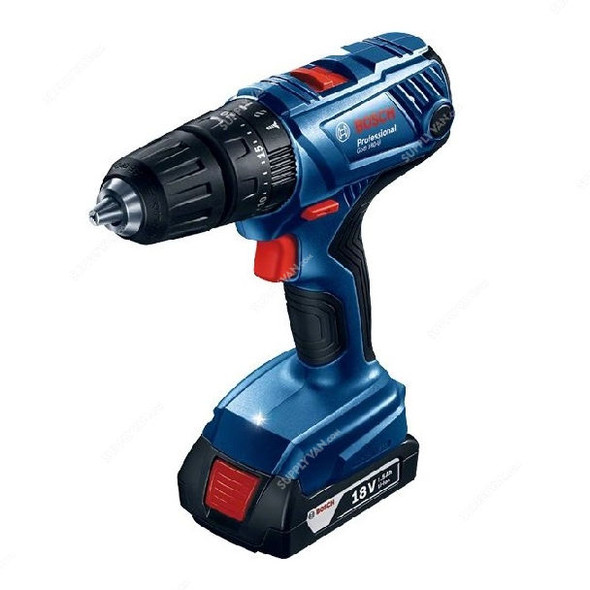 Bosch Professional Cordless Impact Drill With 2.0Ah Battery, GSB-180-LI-Set, 18V, 54 Nm, 35MM Drill Dia