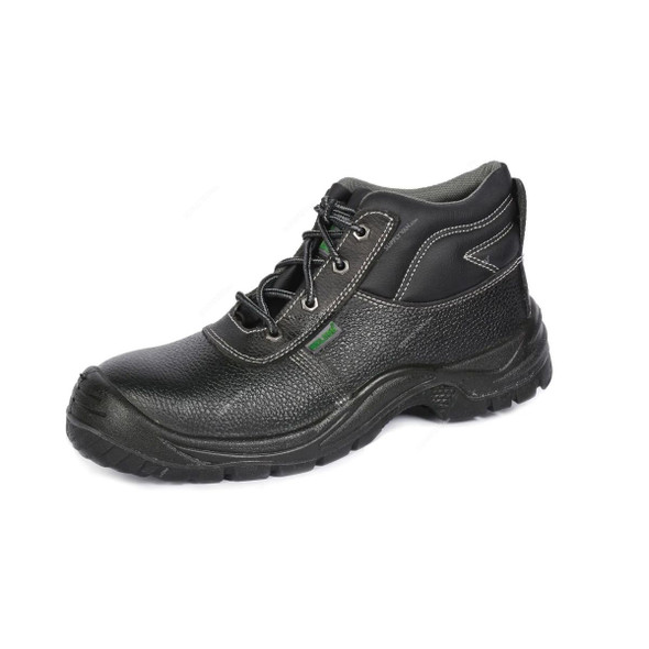 Neilson Wide Fit High Ankle Safety Shoes, NC3, Leather, SBP, Steel Toe, Size44, Black