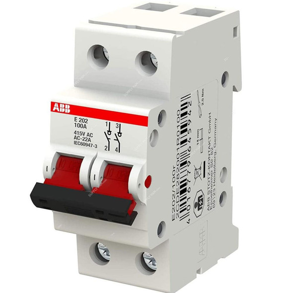 ABB Switch Disconnector, E202-100R, 2P, 100A
