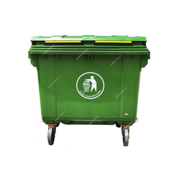 Brooks Waste Bin With Wheel, BKS-WB-336, HDPE, 660 Ltrs Capacity, Green